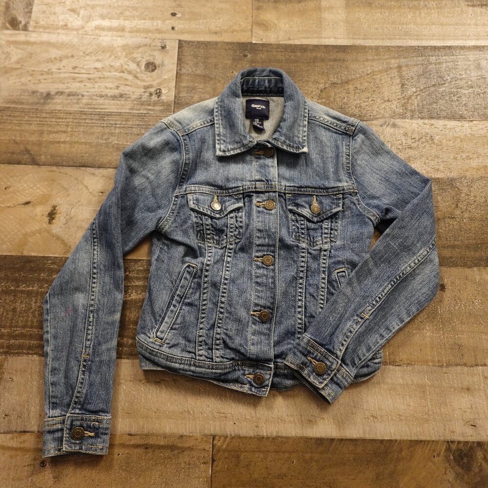 Gap denim jean jacket boys medium blue snap buttons
